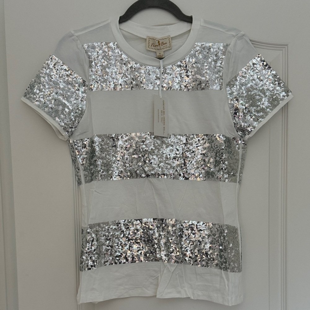 Silver Sequin Women's Short Sleeve Tee